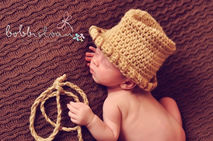Crochet Cowboy Hat with Lasso
