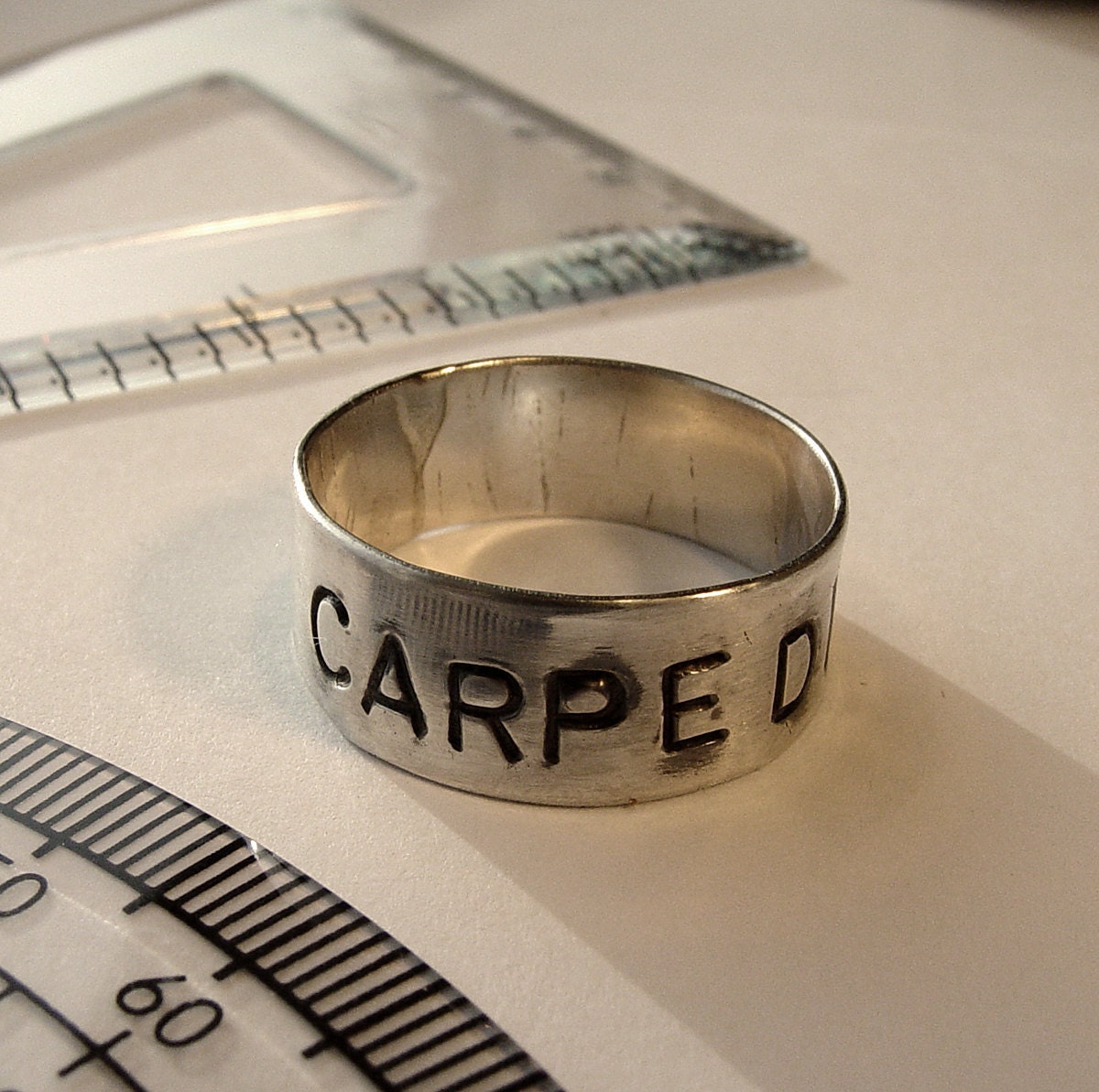 Carpe Diem Ring handstamped sterling silver band