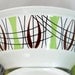 MidMod Abstract Bowls, Retro Mid Century Modern Pair Barratt's Delphatic White Serving Bowls, Green Brown Black Atomic Geometric Linear 195