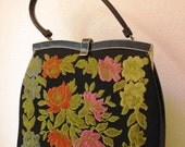 Vintage 1960s Floral Tapestry Purse