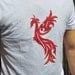 Red Phoenix Screenprinted on White Tshirt - Men's Size Medium