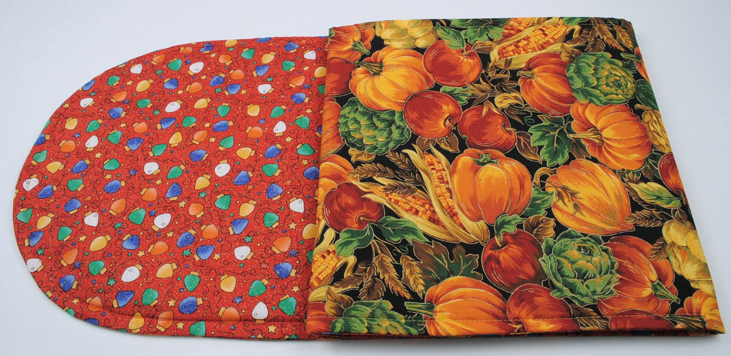 Table Runner Fall / Christmas,  Double-sided, Quilted, Handmade, 2 Holidays, Seasonal, 31''x11''