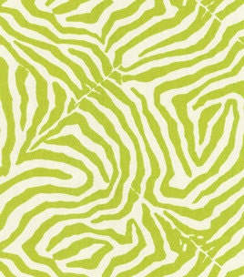 Waverly Modern Essentials Fabric, Wild Life, Zebra Print, Lime Green and White, 1 yard