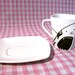 Shark Espresso Cup and Saucer in porcelain featuring a hand drawn illustration