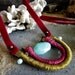 Saturn's Rings-Fiber Halo Pendant Statement Necklace-Amaretto