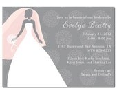Silhouette Bride with Bouquet Bridal Shower Shower Invitation