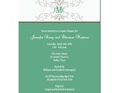 Monogram Bridal Shower Invitation - Clover Green