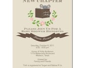 Stock the Library Gender Nuetral Story Book Baby Shower Invitation - Chocolate