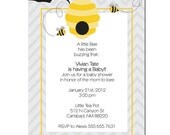 Bee Hive Chevron Baby Shower Invitation
