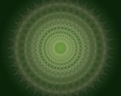 Jade Blossom (8" x 8" white kaleidoscope design on green background)