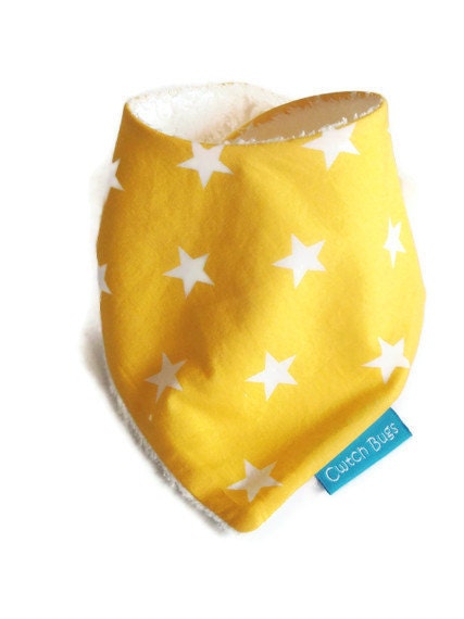 Baby Bandana Dribble Bib Bamboo Terry 'Yellow Sunshine' - Cwtch Bugs Bibs not just for mealtimes