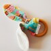 Natural Wooden Teething Ring Soother in SWEET TREATS fabric and Bamboo Terry....another baby gift idea from Cwtch Bugs