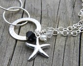 Sterling Silver Starfish Charm Bracelet, Freshwater Pearl, and Swarovski Crystals