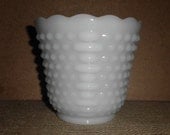 Vintage 1960s Fire King White Milk Glass Hobnail Flower Pot Winter Holiday Planter Gift Christmas Gifts Christmas Home Decor Wedding Buffet