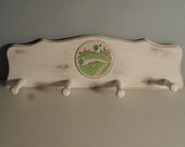 Easter Bunny White Peg Hook Wall Hanging Cottage Home Decor Baby Childs Room Lovely Farmhouse Kids Gift Spring Colors Puppy Dog Girl Boy