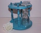 Wine Rack Aqua Turquoise Teal Blue Shabby Chic Wood Cottage French Country Farmhouse Home Decor Birthday Mothers Day Gift