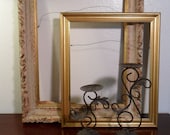 Rustic Ornate Vintage Frames and Pillar Candle Holders Large Paris Chic French Country Farmhouse Hollywood Regency Home Decor Gold Black