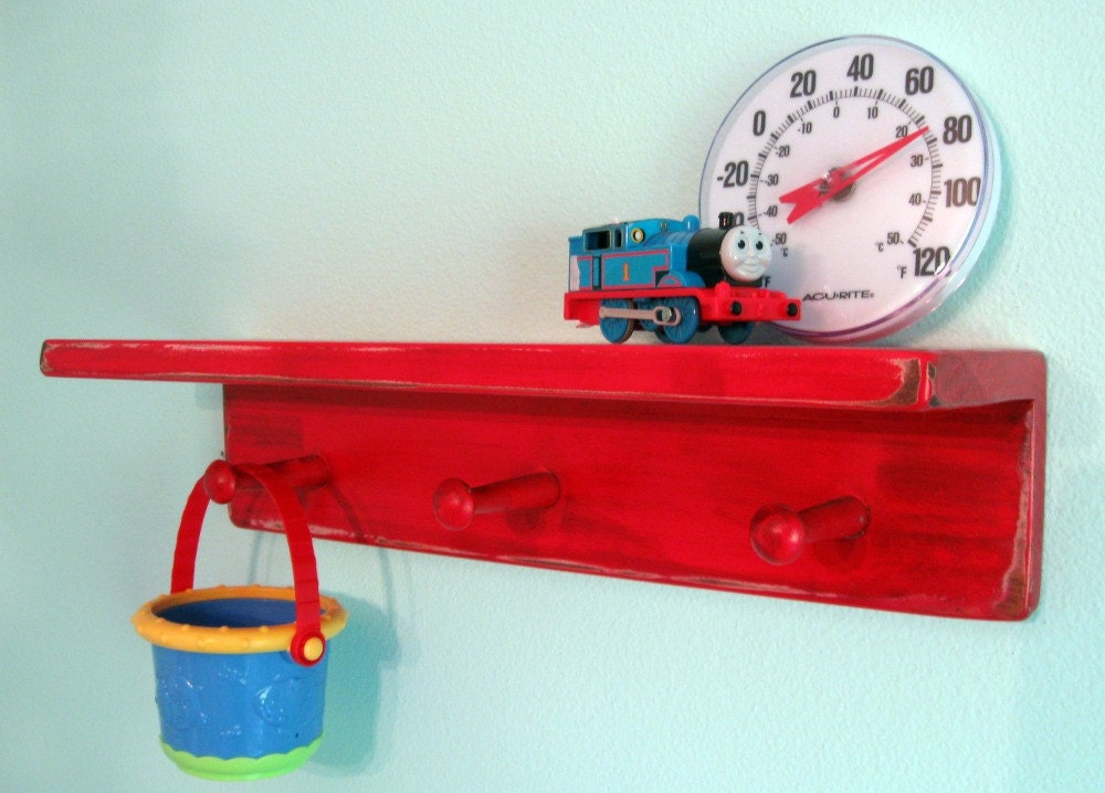 red shelf distressed... SMaLL PeG SHeLF by Wreckd on Etsy..