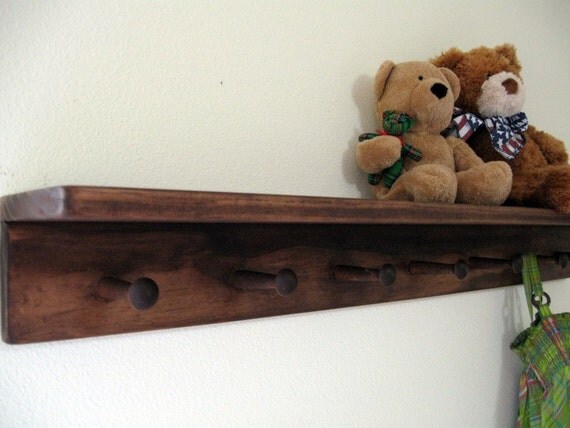 dark brown shelf walnut stain shelf home decor LaRGE PeG by Wreckd