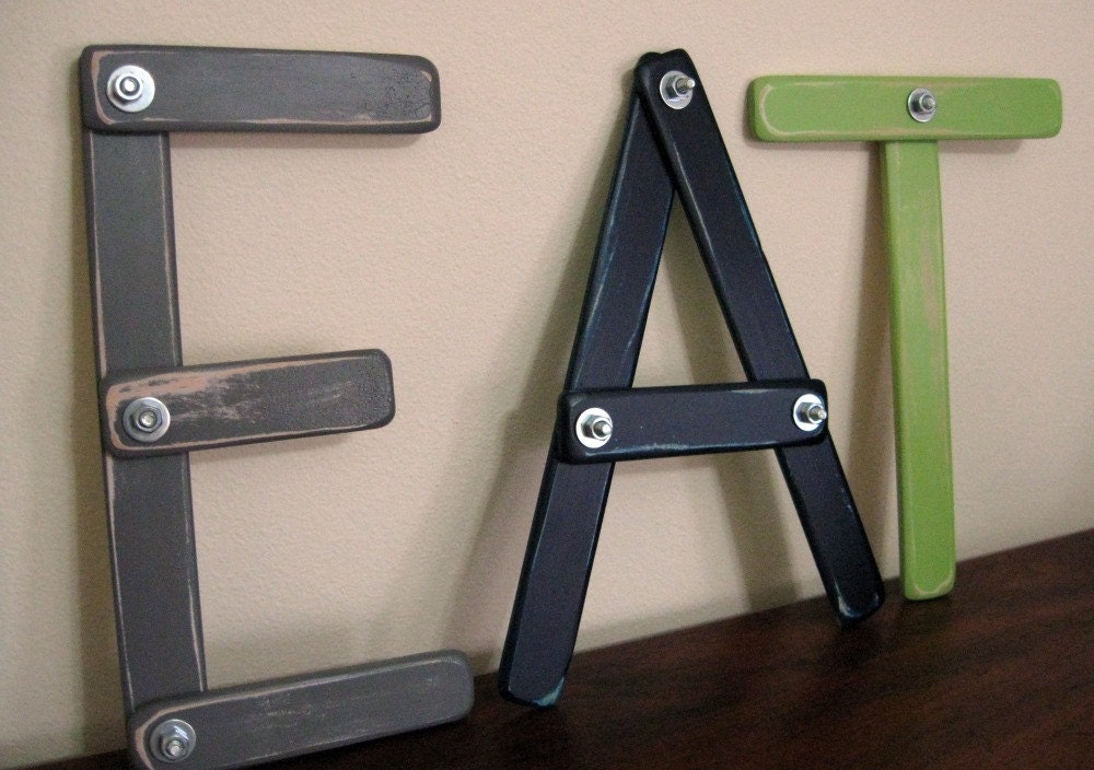 large Letter home decor wedding ... three LaRGe Letters E A T .. you choose colors