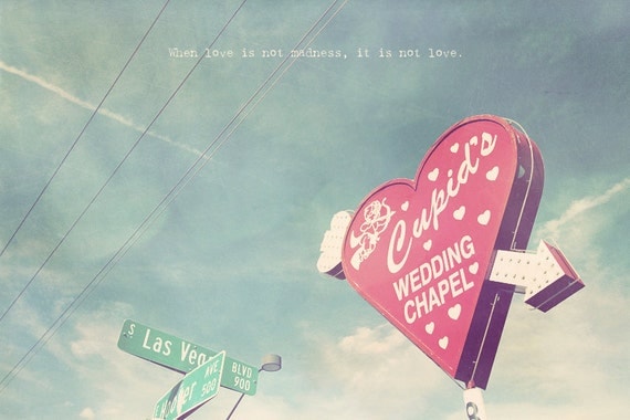 Las Vegas Cupid's Wedding Chapel Heart Arrow Photo Art Print - 8 x 12