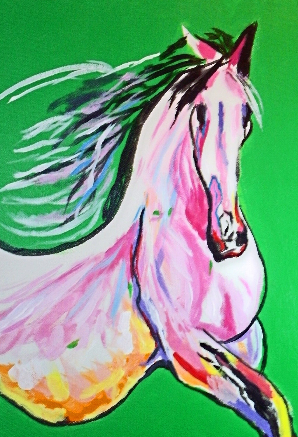 a vibrant horse painting 16X20