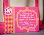 BOUNCE HOUSE Birthday Invitation, Pink and Orange, PRINTABLE by Libby Lane Press Il_170x135
