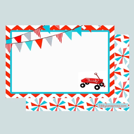 Instant Download, RED WAGON Thank you note- PRINTABLE by Libby Lane Press Il_570xn