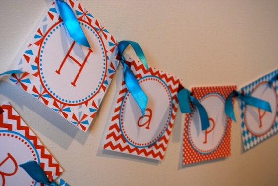 RED WAGON COLLECTION: Printable Birthday Banner Il_570xn