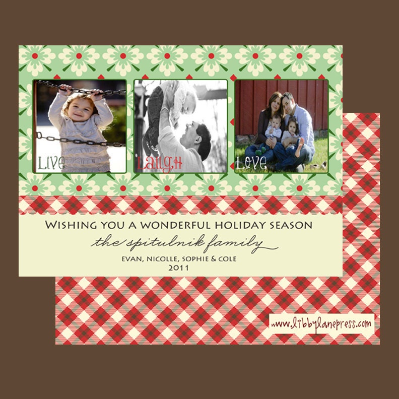 CUSTOM PHOTO Holiday Card: Printable, Live, Laugh, Love Il_570xn