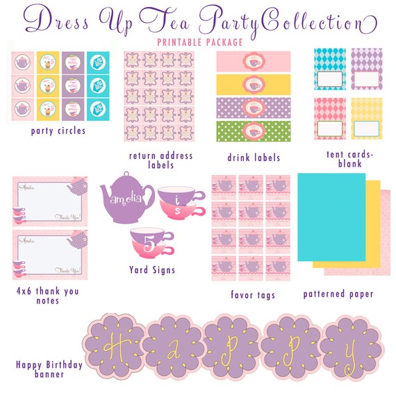 DRESS UP TEA Party - Customized Printable Collection Il_570xn