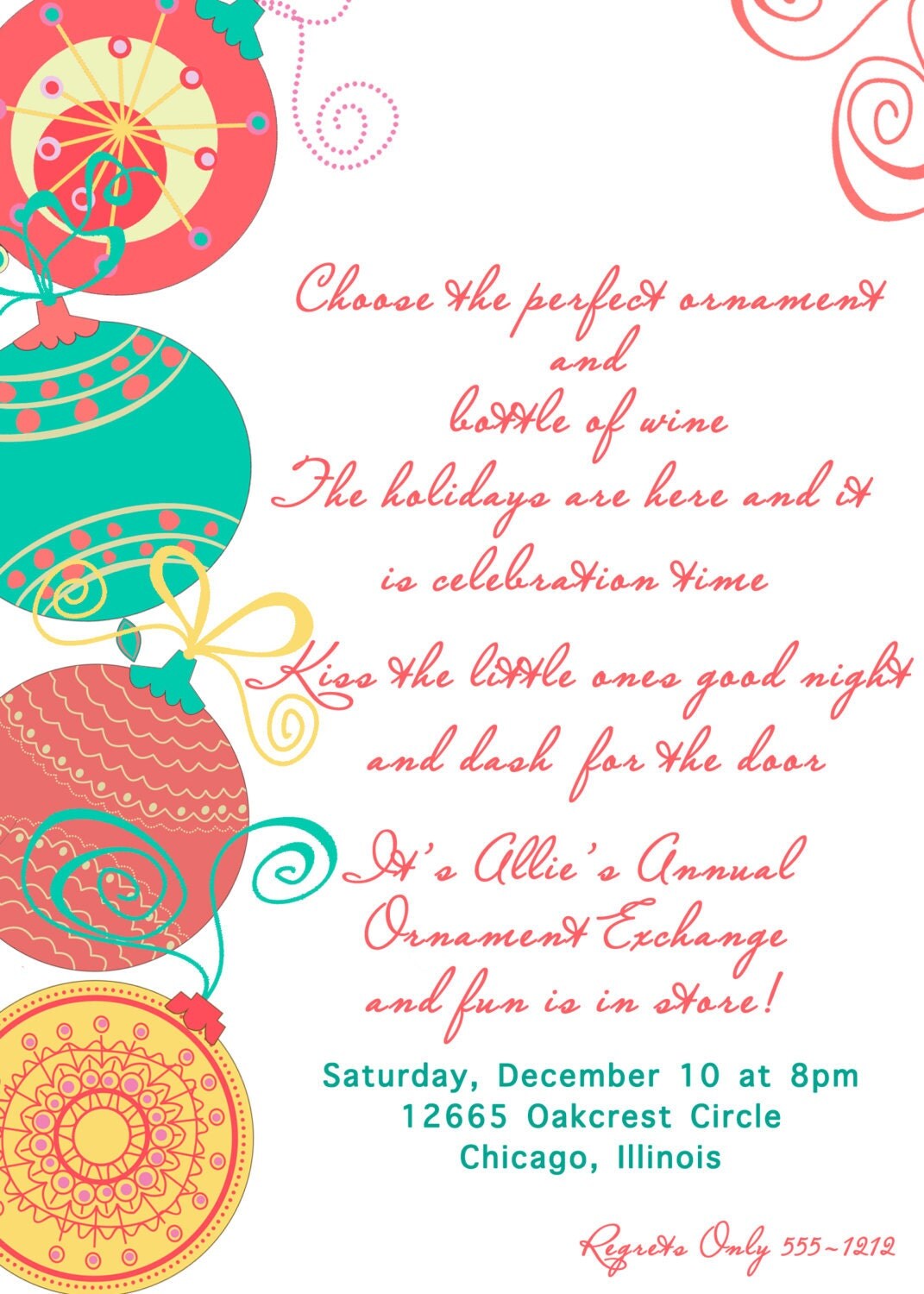 ORNAMENT EXCHANGE Party Invitation, Custom Printable Il_570xn