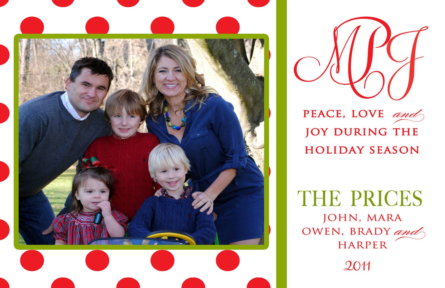 Preppy Polka with Monogram Photo Holiday Card Il_570xn