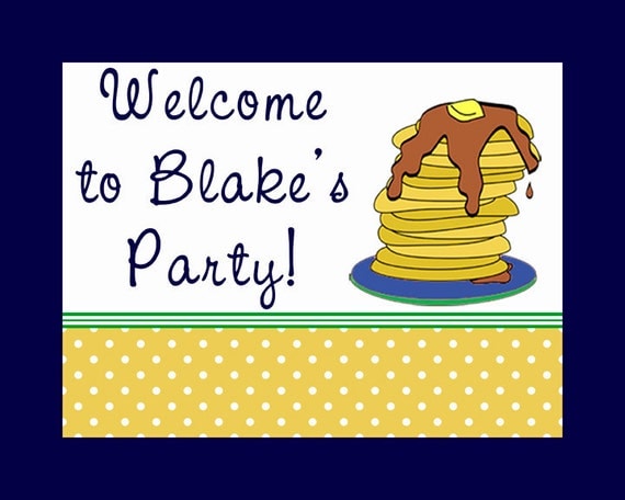 PANCAKES & PAJAMAS, Boys, Welcome Sign,Customized and Printable Il_570xn