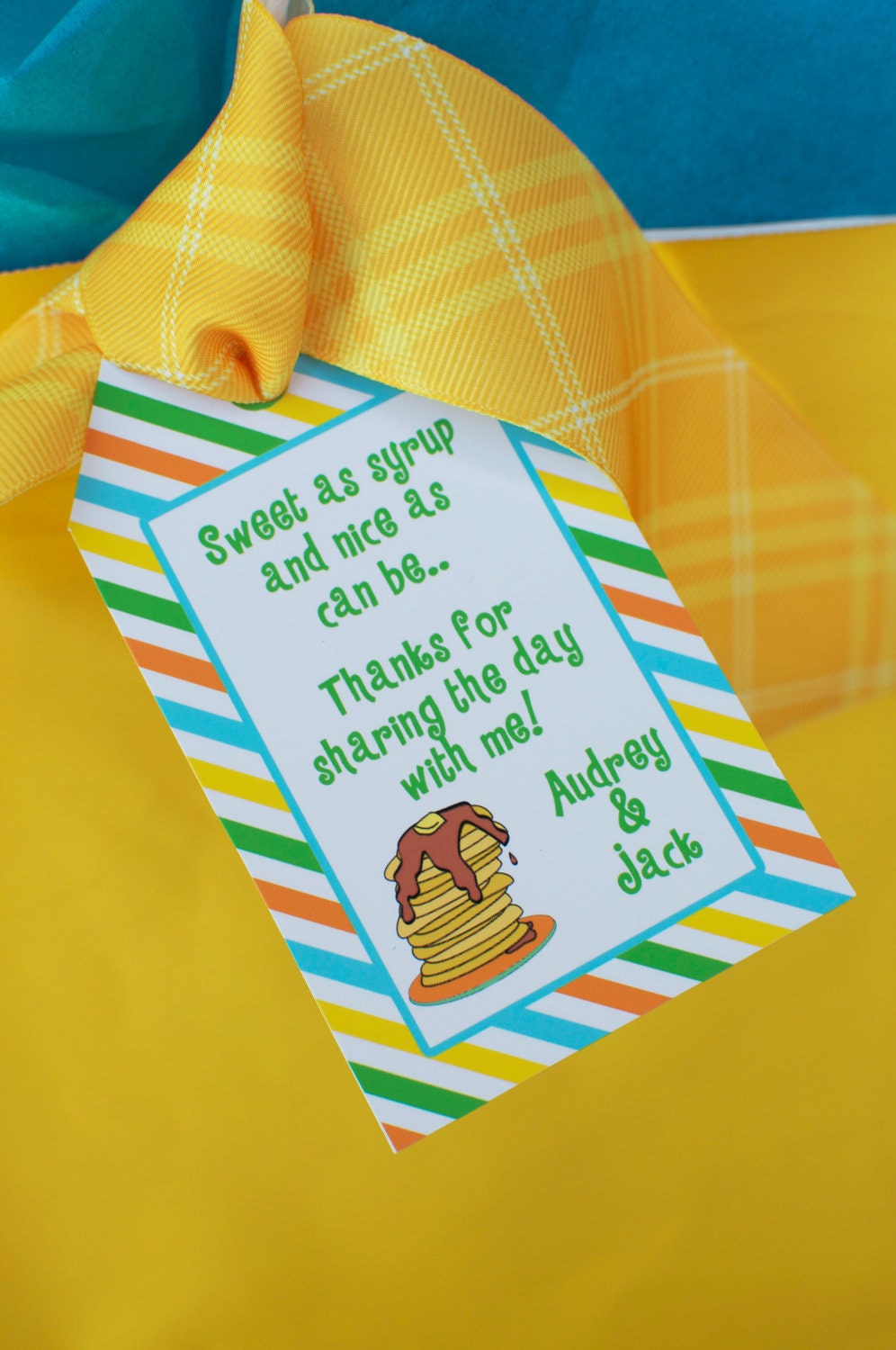 PANCAKE & PAJAMAS TWINS favor hang tag, Custom Printable Il_570xn