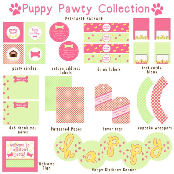 PUPPY Birthday PARTY PRINTABLE Collection - Libby Lane Press Il_570xn