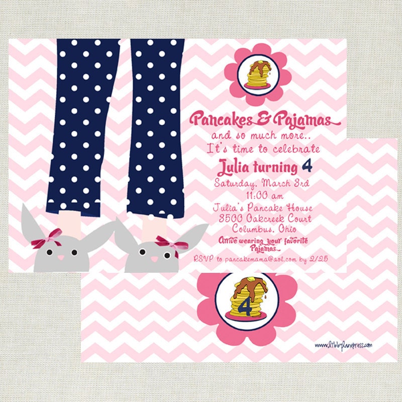 PANCAKES & PAJAMAS Invitation, CHEVRON, As Seen on Amy Atlas Events and Hostess with the Mostess, Printable by Libby Lane Press Il_570xn