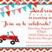 RED WAGON Birthday Invitation, Red and Blue, PRINTABLE by Libby Lane Press