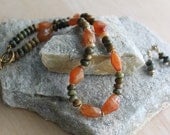 Orange Faceted Jade & Green Jasper Set