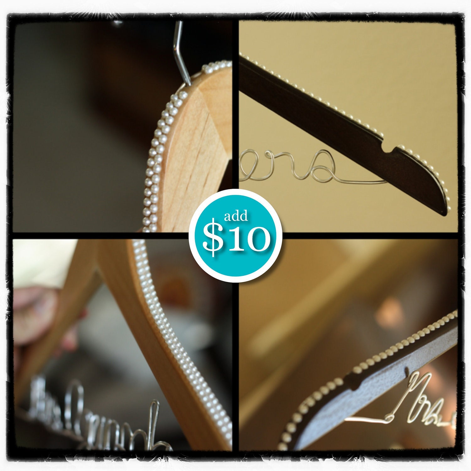 Walnut Finish - Personalized Wedding Hanger