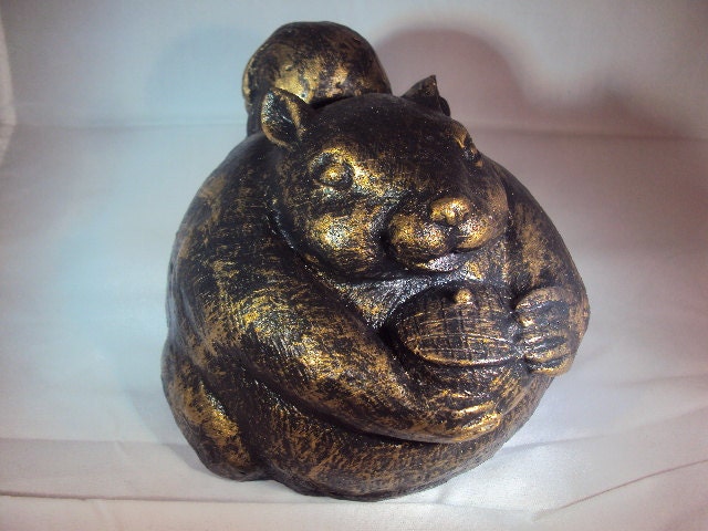 Cast Cement Stone Chubby Squirrel