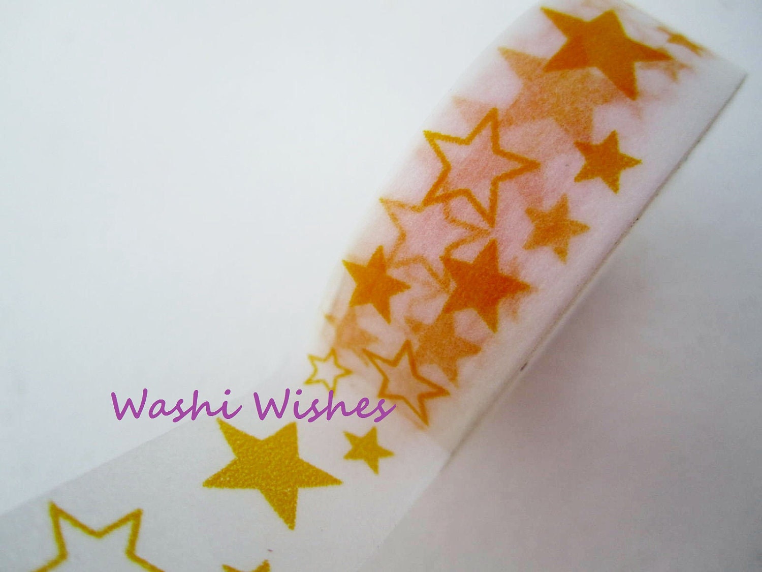 Japanese White Washi Tape with Bright Yellow Stars