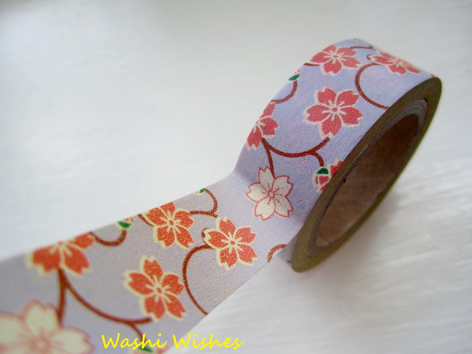 Washi Tape Roll in Lavender Asian Floral Print