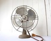 Vintage Art Deco Fan Koldair Knapp Monarch Silver Gray Small Industrial