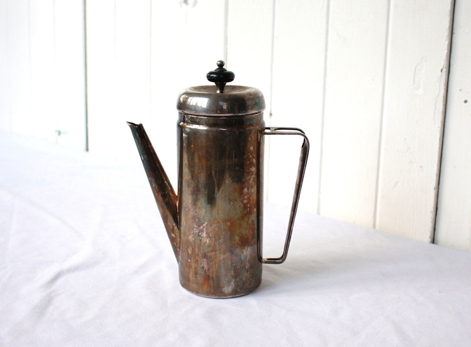 Mid Century Coffee Pot Silver Plate Modern Style