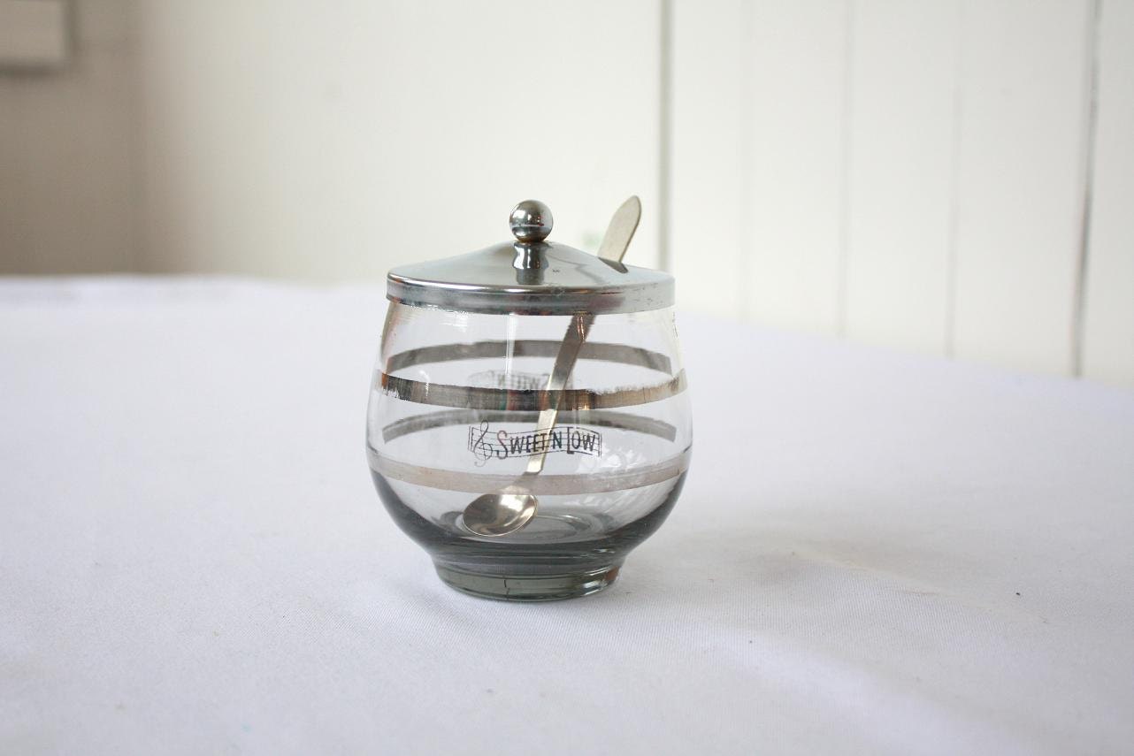 Vintage Sweet N Low Sugar Bowl, Sugar Bowl with Lid, Silver, Retro Sugar Bowl, Diner Sugar Bowl, Kitchen