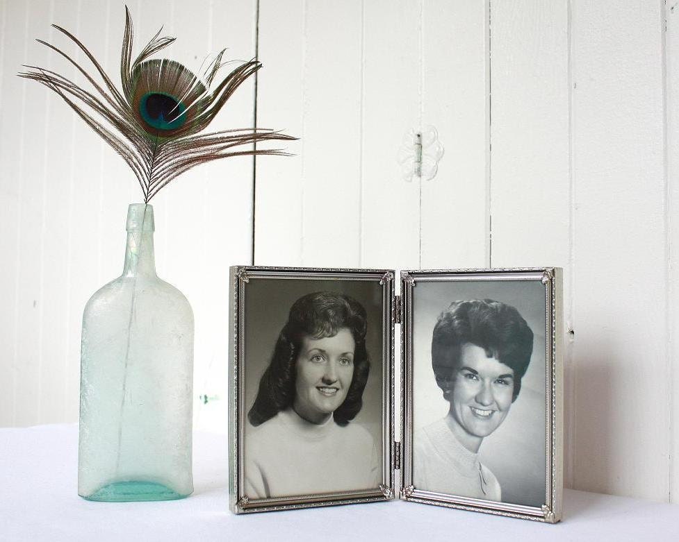 Vintage Silver Frame, Picture Frame, Double Frame, 5x7 Frame, Vintage Photographs, Portraits, Black and White