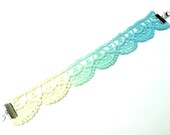 Lace Bracelet Yellow Mint Aqua Blue Ombre - Hand Painted Lace Jewelry Customizable Colors - Lace Fashion