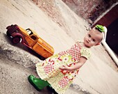 Annie Dress -  Peasant patchwork green and red spring summer size 0-3 mo - 12 years
