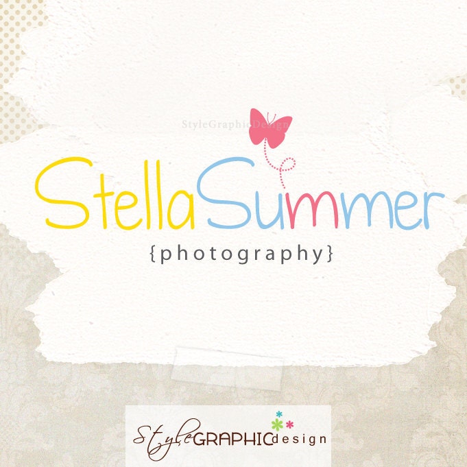 Colorful butterfly premade logo playful logo predesigned and watermark